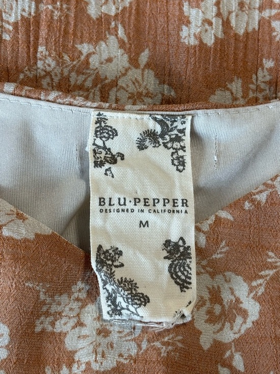 Blu Pepper Terracotta Floral Tiered Midi Dress M - Picture 8 of 10